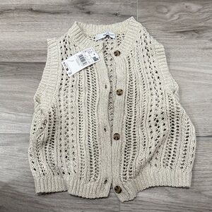 Mango crochet knit vest sweater top size medium